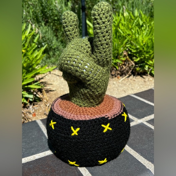Hand Crocheted Rock n Roll Hand Cactus Decor! - Picture 9 of 17
